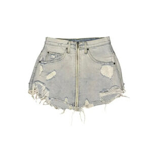 Carmar Women’s Size 26 Waist (Size 4) Light Denim Full Zip Front Mini Skirt‎